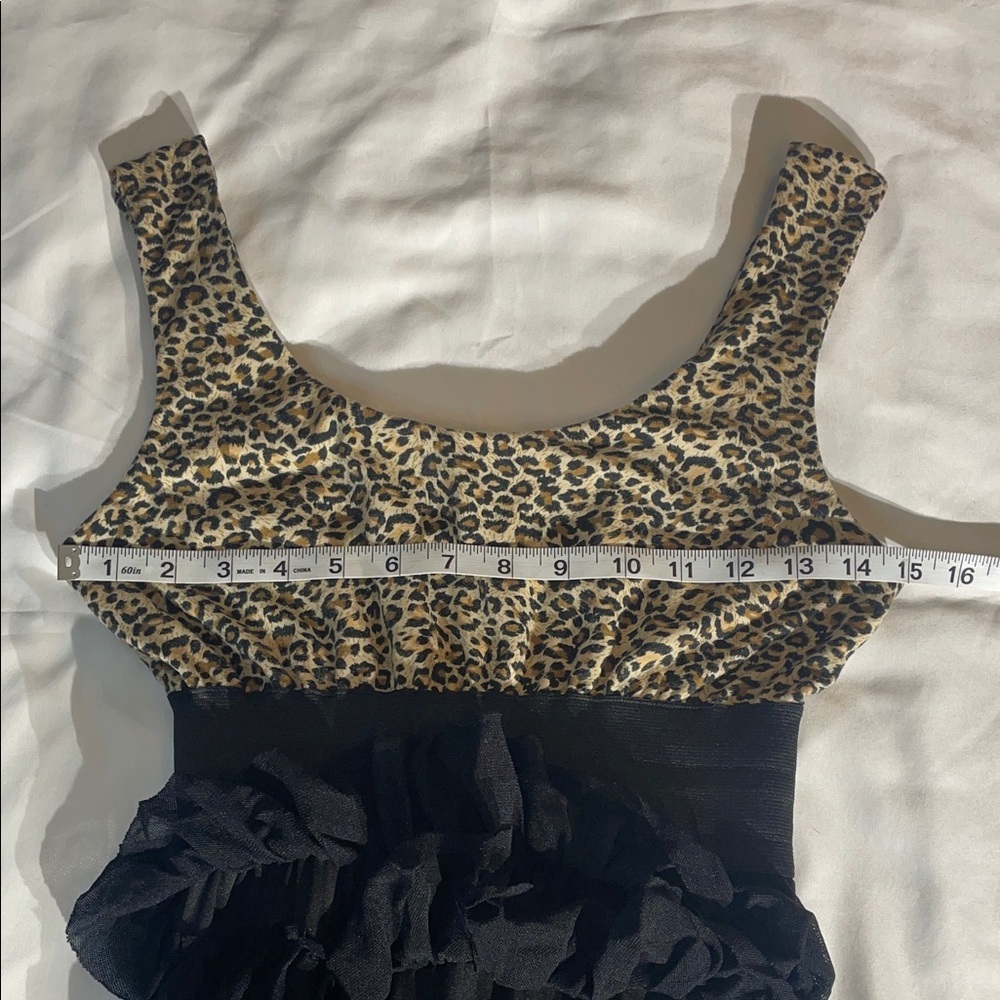 Freeway Leopard Print Ruffle Mini Dress with elastic band waist. Size SMALL - Picture 10 of 10